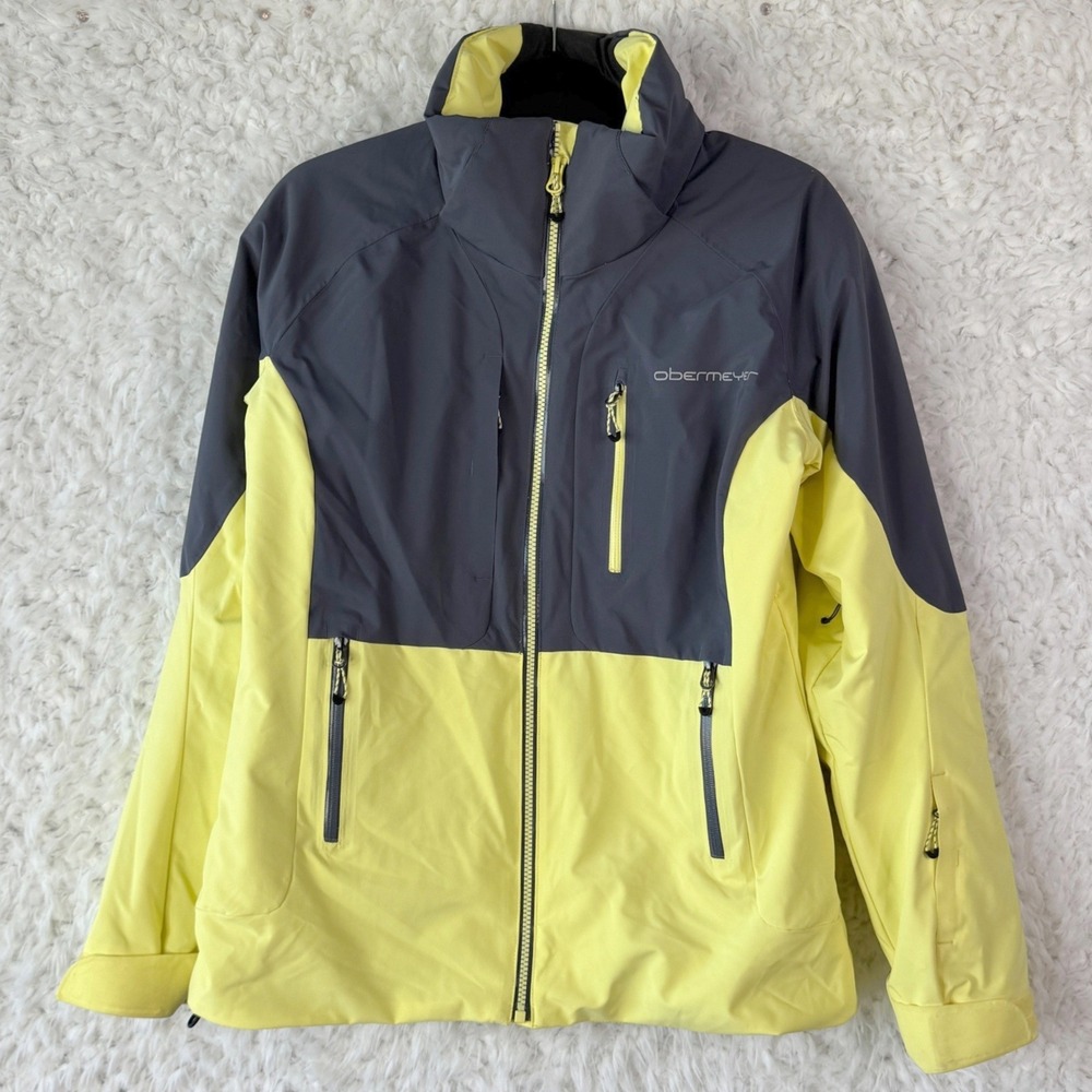 Obermeyer Ski Outdoor Jacket Gray Yellow Full Zip Waterproof Insulated Size 6